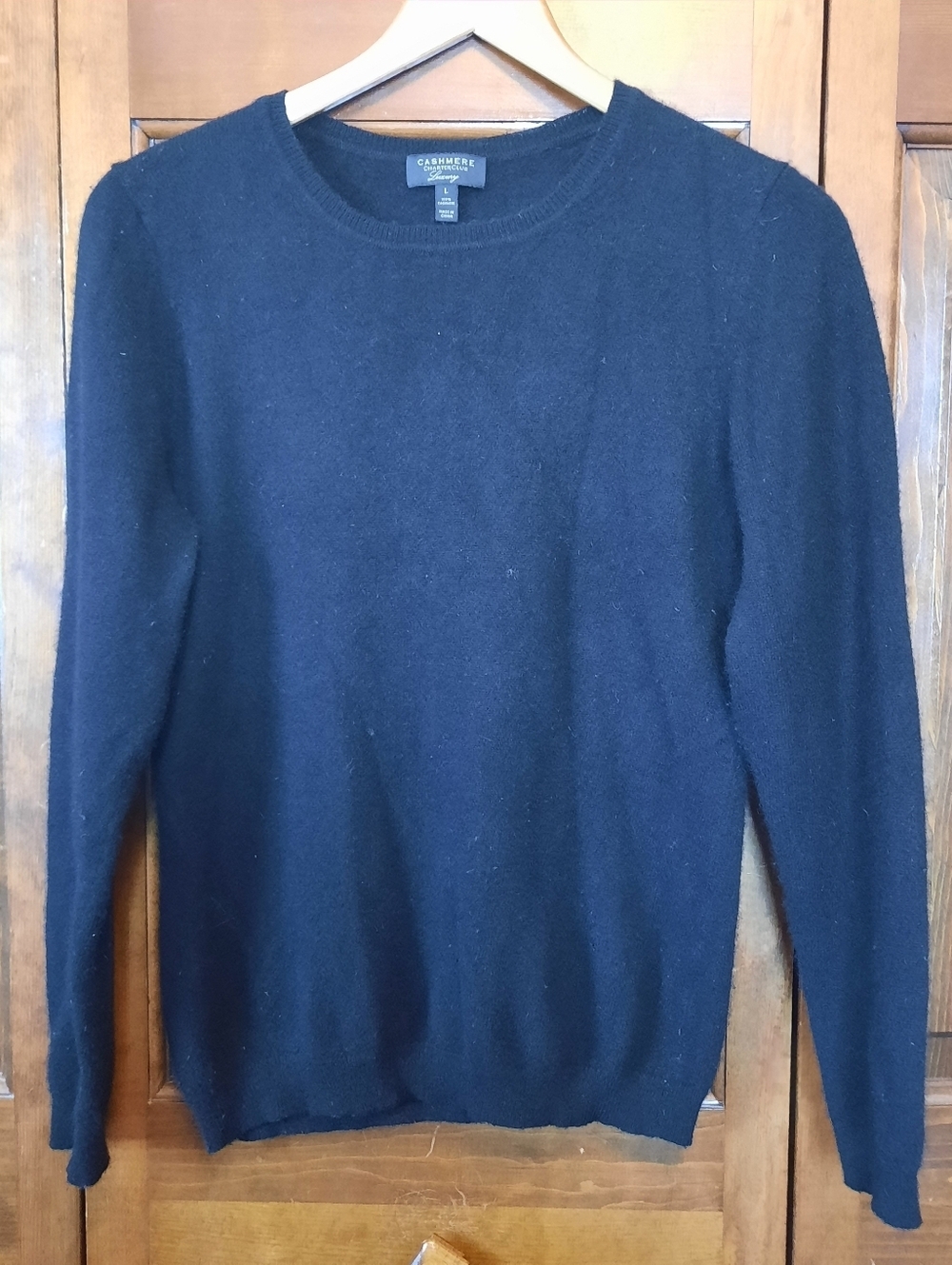 Charter Club Cashmere Luxury Table Crewneck Black Knit Sweater Size Large
